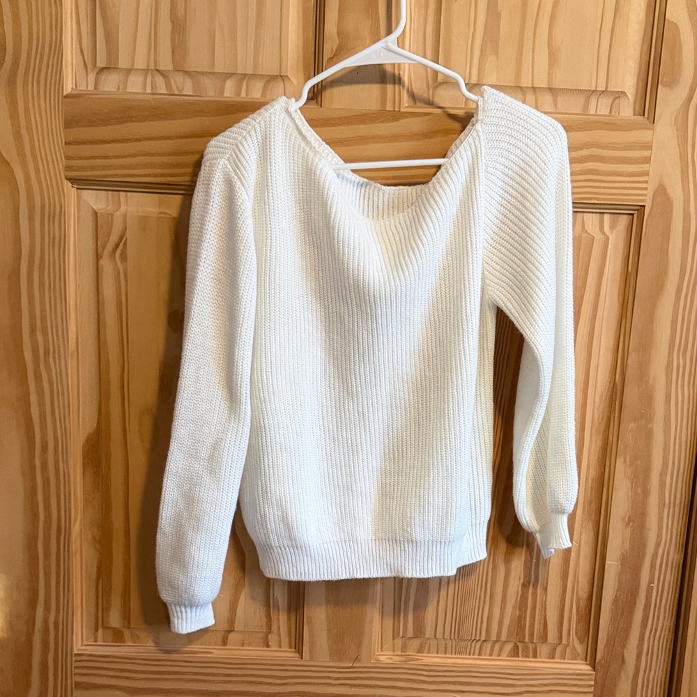 SHEIN Elegant Cream Crew Neck Sweater